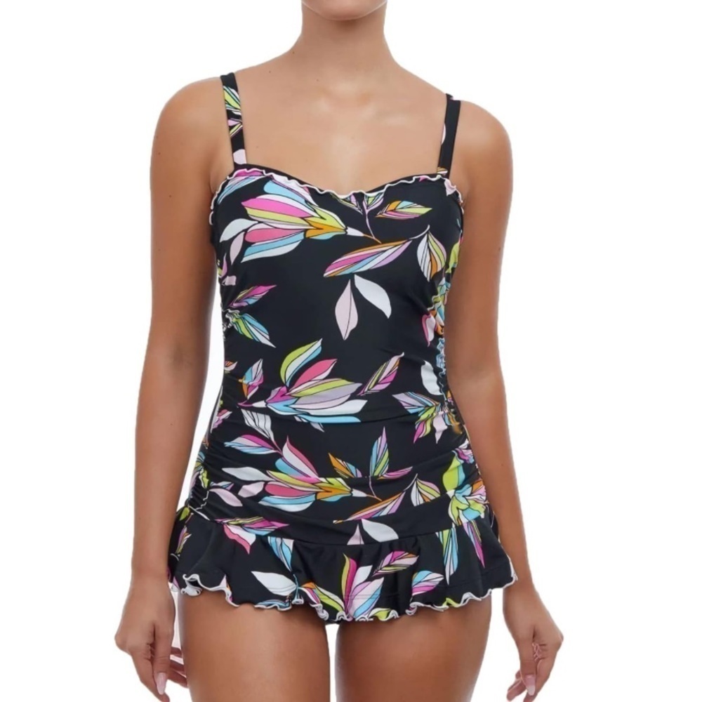 NWT Profile by Gottex Ruched Ruffle Floral Swimdress